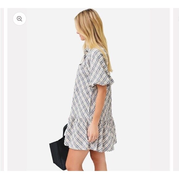 Jonathan Simkhai Puffy Sleeve Button Collar Mini Dress Size Small MSRP $344 Wome - Picture 3 of 16